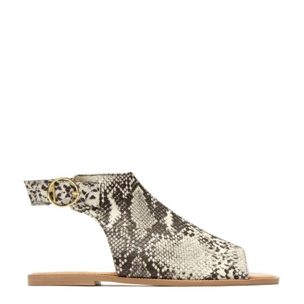 Ladies Slingback Open Toe Mule Flat Sandals. Snake - Picture 2 of 6
